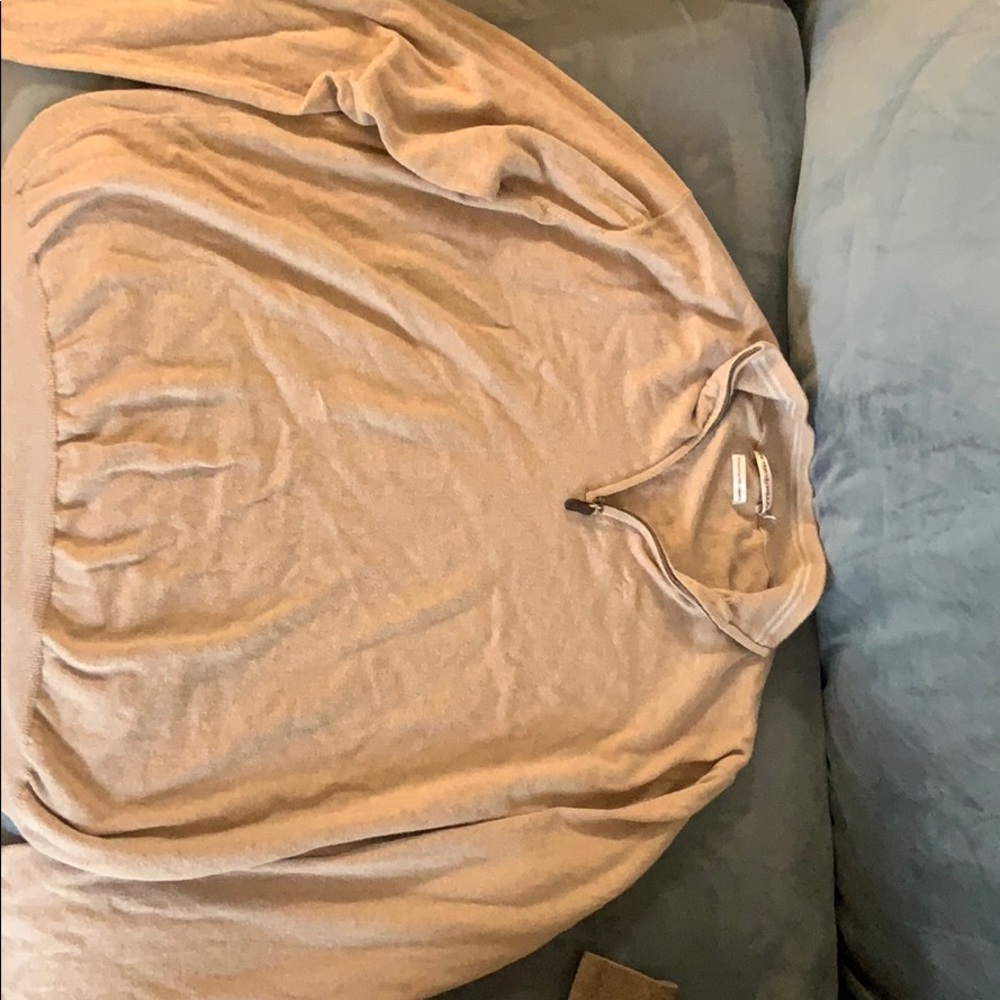 Tan half zip sweater cashmere and cotton